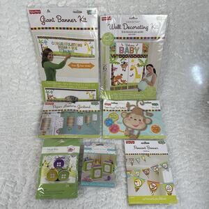 Fisher Price ANIMALS OF RAINFOREST Baby Shower Decorations Lot Banner Lanterns +